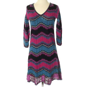 M Missoni v-neck dress cotton flame stitch zig-zag